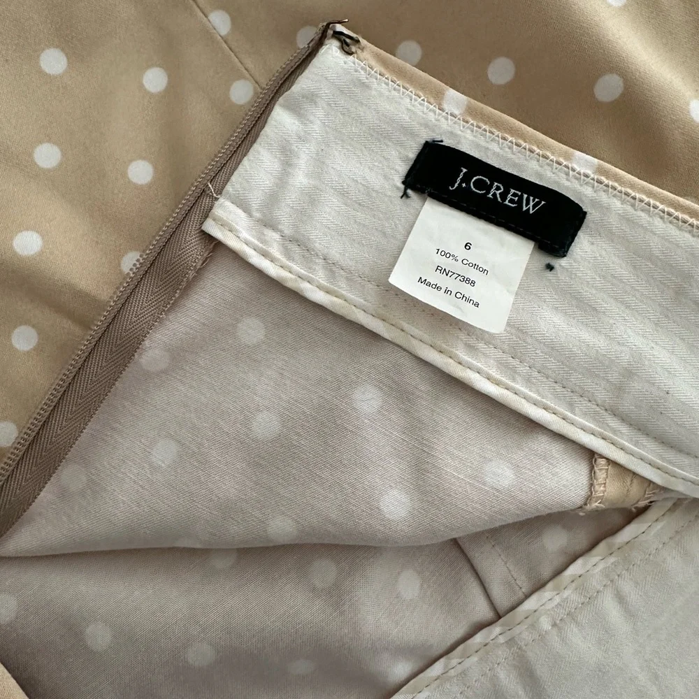 J Crew Skirt, polka dots, tan/white, size 6